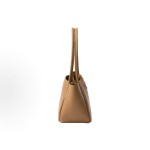 PRADA Enamel metal triangular logo magnetic closed single-shoulder handbag mini Women\'s Camel color